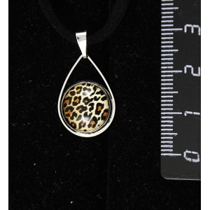 Кулон с кабошоном из пластика , рисунок "леопард", круг 12мм, "капелька"