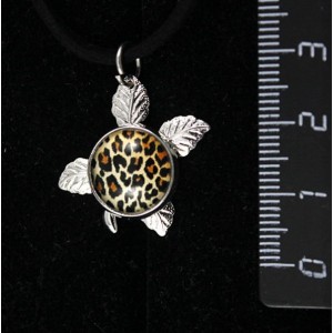 Куло с кабошоном из пластика , рисунок "леопард", круг 12мм, "ягодка"