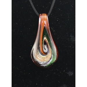 Кулон муранское стекло "Капля" (58х30 мм), цвет красный