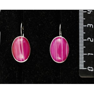 Серьги из агата малинового (тонировка), овал 18х13мм, замок петелька