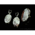 Кольцо и серьги агат крейзи овал