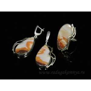 Кольцо и серьги с агатом