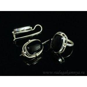 Кольцо и серьги агат