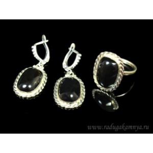 Кольцо и серьги агат