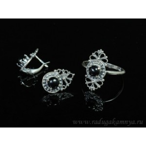 Кольцо и серьги с агатом