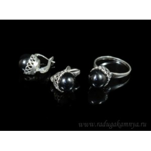 Кольцо и серьги с агатом (имитация) Кольцо и серьги с агатом (имитация)
