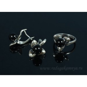 Кольцо и серьги с агатом