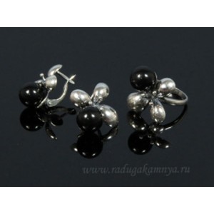 Кольцо и серьги с агатом