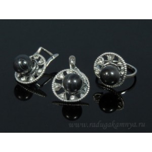 Кольцо и серьги с агатом