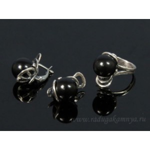 Кольцо и серьги с агатом