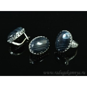 Кольцо и серьги с агатом Кольцо и серьги с агатом