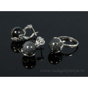 Кольцо и серьги с агатом