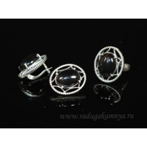 Кольцо и серьги с агатом