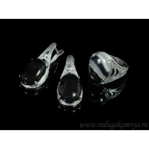 Кольцо и серьги с агатом