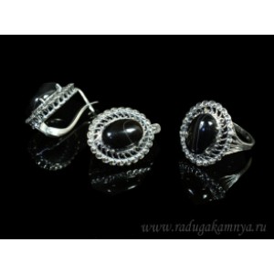 Кольцо и серьги с агатом