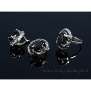 Кольцо и серьги с агатом