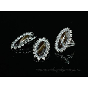 Кольцо и серьги с агатом