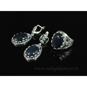 Кольцо и серьги с агатом