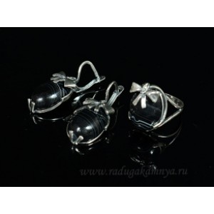 Кольцо и серьги с агатом