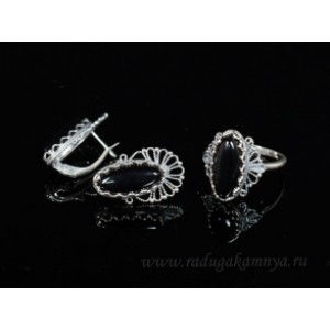 Кольцо и серьги с агатом