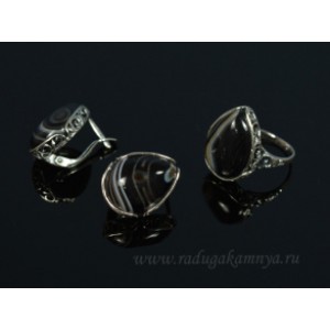 Кольцо и серьги с агатом Кольцо и серьги с агатом