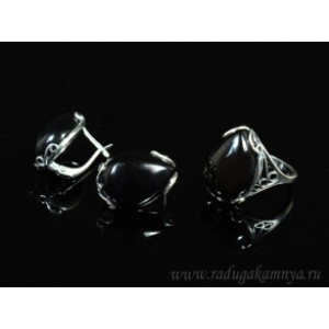 Кольцо и серьги с агатом