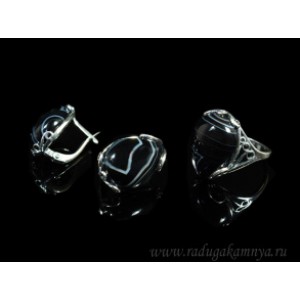 Кольцо и серьги с агатом