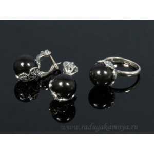 Кольцо и серьги с агатом