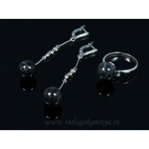 Кольцо и серьги с агатом