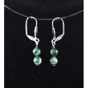 Серьги из фуксита, два шарика 6мм