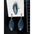 Кольцо и серьги апатит, листик 35х17мм р-р 17-20