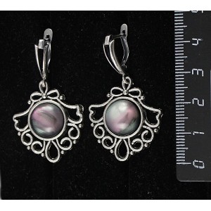 Серьги из гелиотиса (иск.), круг 12мм, "балерина"