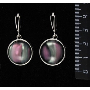 Серьги из гелиотиса (иск.), круг 18мм, швензы посеребрение