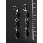 Серьгит из граната на колечках, кубик заоваленный 14х8мм