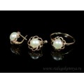 Кольцо и серьги с925 с покрытием з999 и жемчугом 12мм, 4,6г