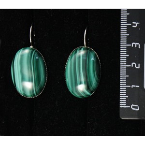 Серьги из малахита, овал 25х18мм, замок петелька