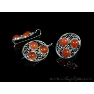 Кольцо и серьги сердолик