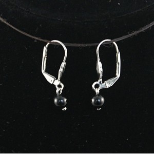 Серьги из турмалина черного (шерл), шарик 6мм