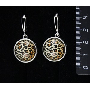 Серьги с кабошоном из пластика, круг 18мм, швензы посеребрение