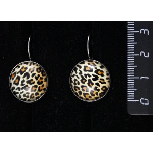 Серьги с  кабошоном из пластика, круг 18мм, замок петелька