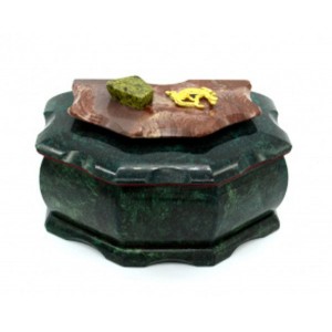 Ларец из змеевика с бархатом "Домик" 145*80*50мм,