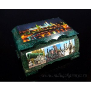Ларец из змеевика, с иллюстрацией "Москва" 135*105*70мм