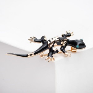 Брошь "Ящерица" дарк, цвет чёрный, цвет золотистый (стразы, эмаль, бижутерный сплав) Брошь "Ящерица" дарк, цвет чёрный, цвет золотистый (стразы, эмаль, бижутерный сплав)