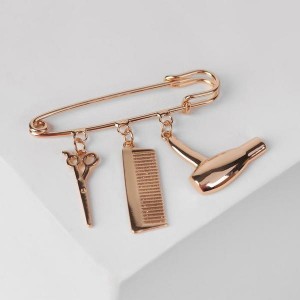 Булавка с Кулонми "Парикмахер", 5,5см, цвет золото