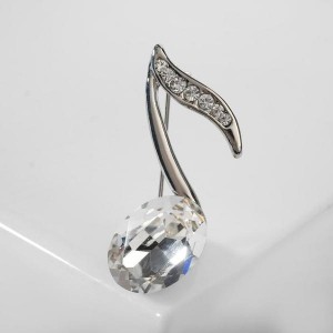 Брошь "Нота" из симфонии, цвет белый, цвет серебристый