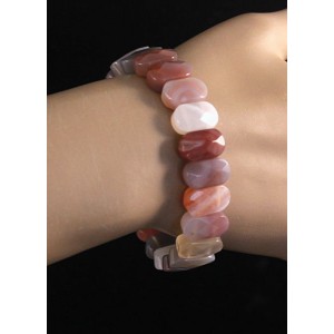 Браслет из агата серо-коричневого, огранка, овал 14х9мм