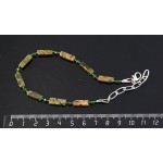 Браслет из унакита на застежке, брусок 12х4мм + хрусталь