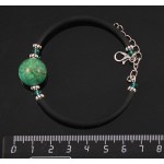 Браслет из бирюзы иск. на струнке, шарик 16мм, цвет зеленый