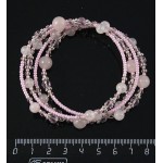 Браслет из кварца розового (шарик 8 и 6мм) на струнке с хрусталем и бисером