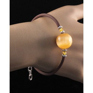 Браслет из селенита на струнке, шарик 14-16мм